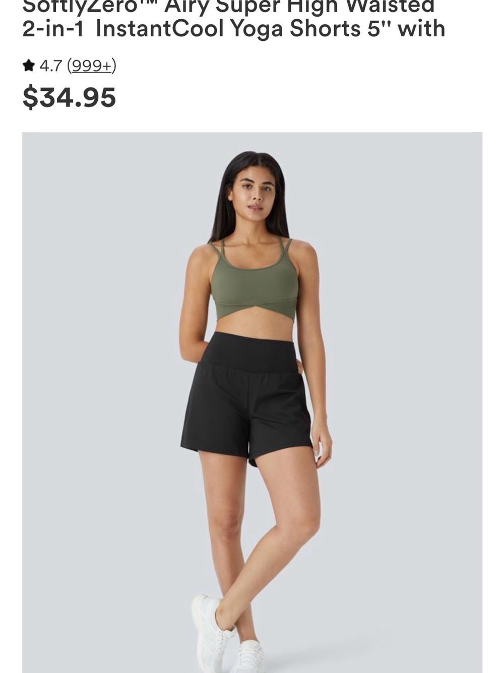 HALARA High-Waist 2-in-1 Active Shorts in Black, medium, long legnth